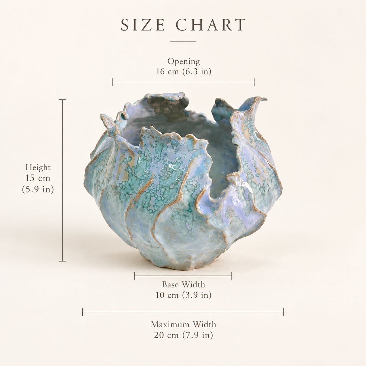 MCH Home | Ocean Wave Ceramic Bowl Vase – Sculptural Ruffled Floral Vessel