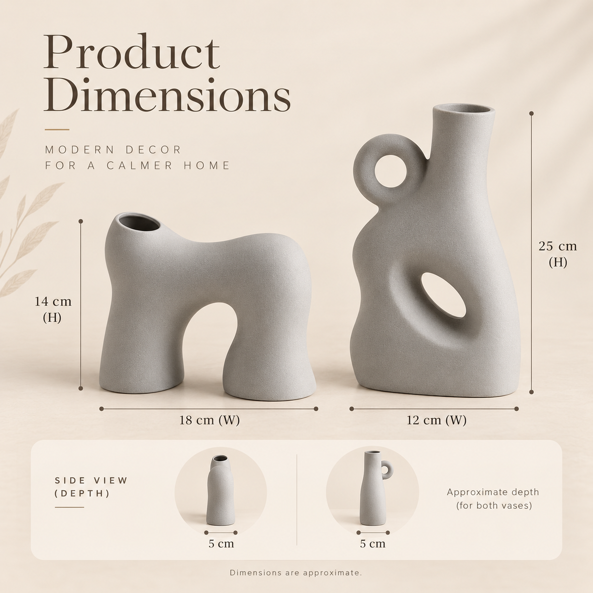 MCH Home | Nordic Abstract Hollow Ceramic Vase – Minimalist Matte Grey Sculptural Decor (Tall / Arch)