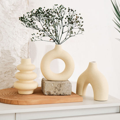 MCH Home | Modern Nordic Ceramic Vase Set – Minimalist Sculptural Table Decor