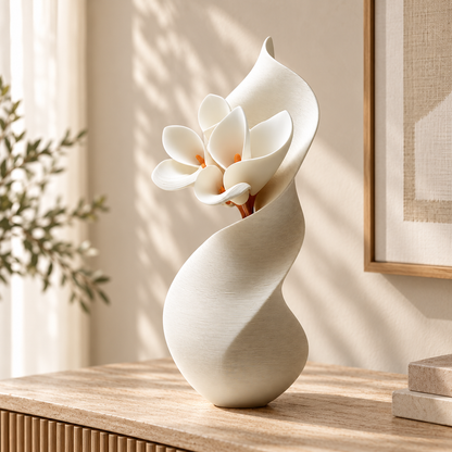 MCH Home | Modern Spiral Wave Ceramic Vase – Minimalist Sculptural Tabletop Decor