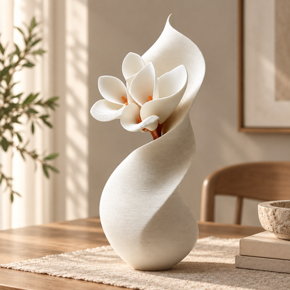 MCH Home | Modern Spiral Wave Ceramic Vase – Minimalist Sculptural Tabletop Decor