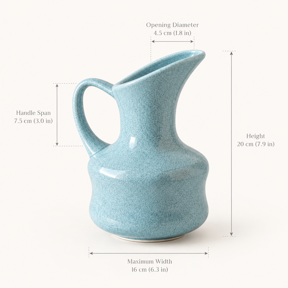 MCH Home | Artisanal Ceramic Pitcher Vase – Minimalist Sky Blue Handle Accent Vessel