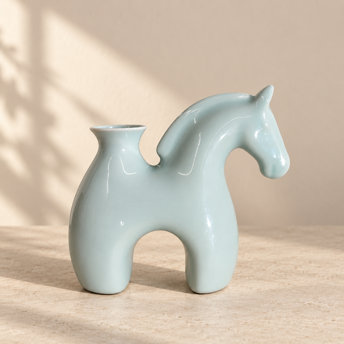 MCH Home | Nordic Glazed Ceramic Horse Vase – Minimalist Modern Animal Sculpture Decor