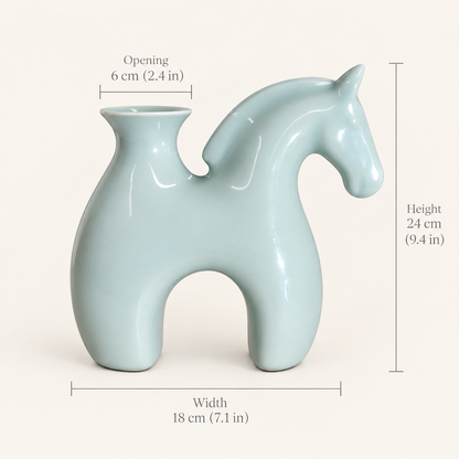 MCH Home | Nordic Glazed Ceramic Horse Vase – Minimalist Modern Animal Sculpture Decor