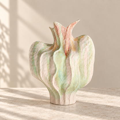MCH Home | Nordic Abstract Fluted Ceramic Vase – Artisan Textured Statement Centerpiece