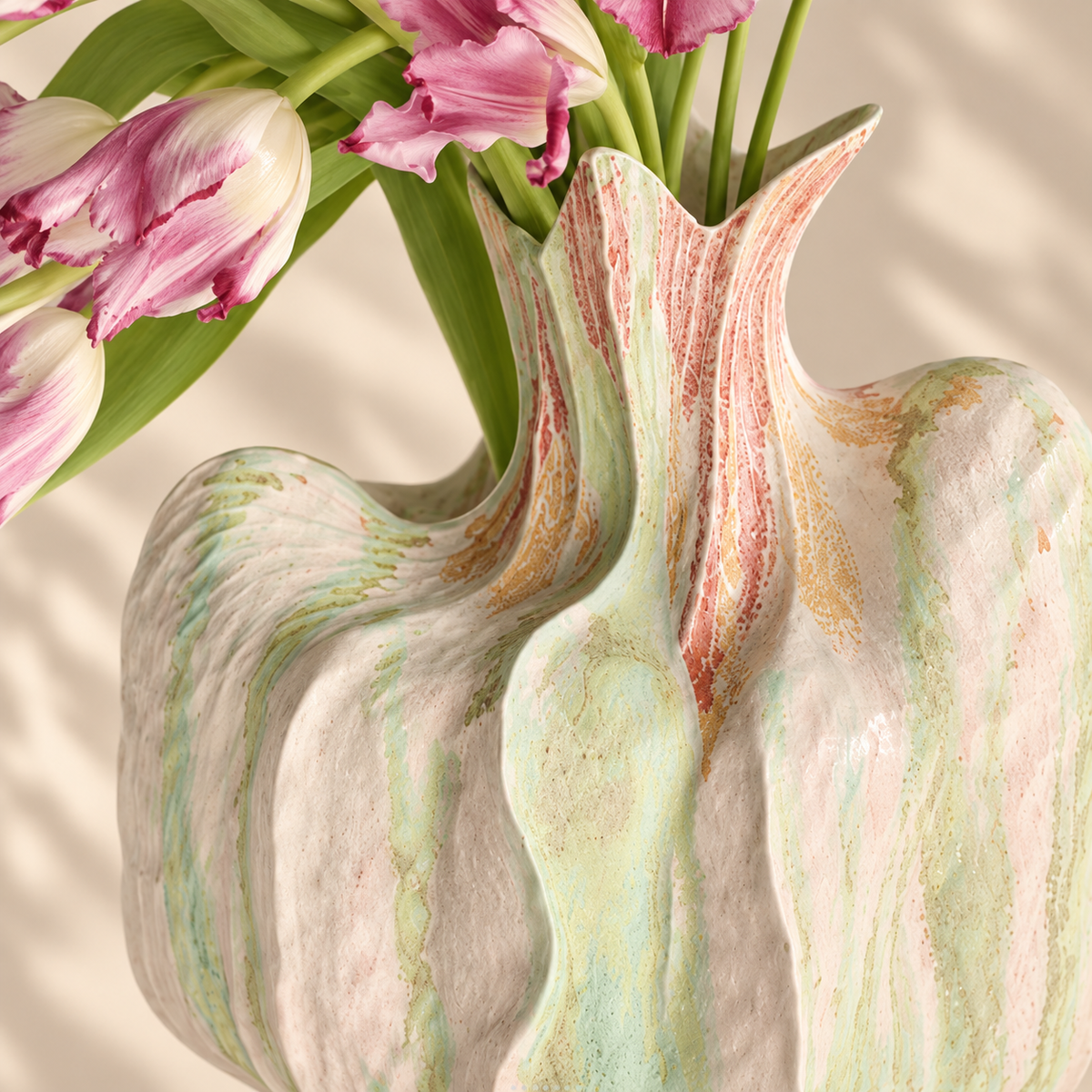MCH Home | Nordic Abstract Fluted Ceramic Vase – Artisan Textured Statement Centerpiece