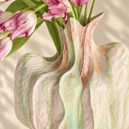 MCH Home | Nordic Abstract Fluted Ceramic Vase – Artisan Textured Statement Centerpiece
