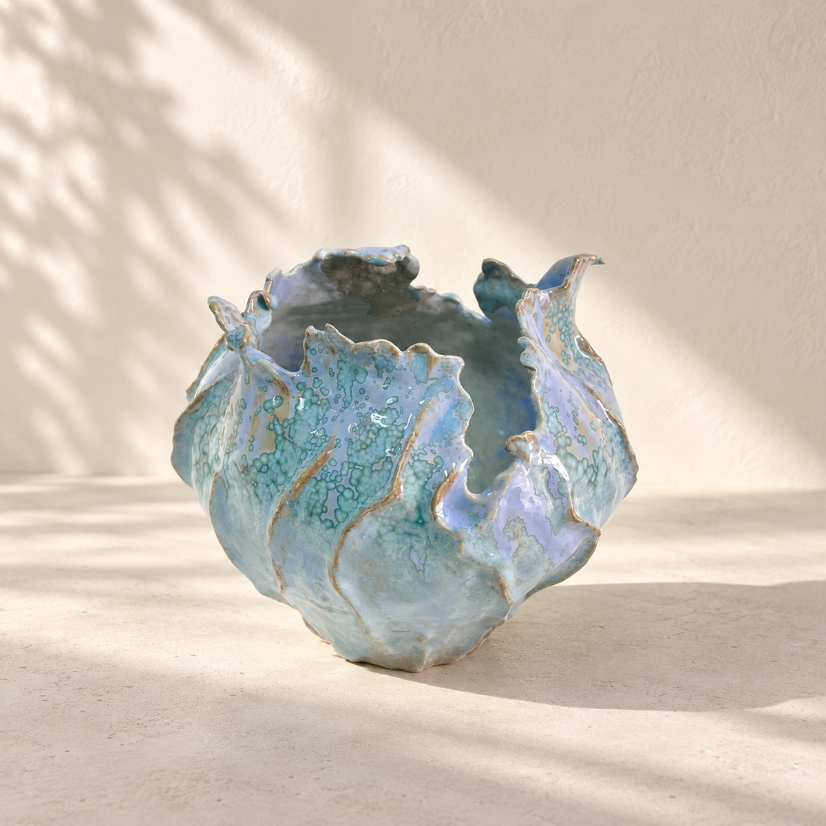 MCH Home | Ocean Wave Ceramic Bowl Vase – Sculptural Ruffled Floral Vessel