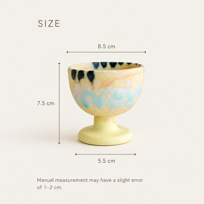 MCH Home | Handcrafted Ceramic Pedestal Bowl – Minimalist Dessert & Matcha Cup
