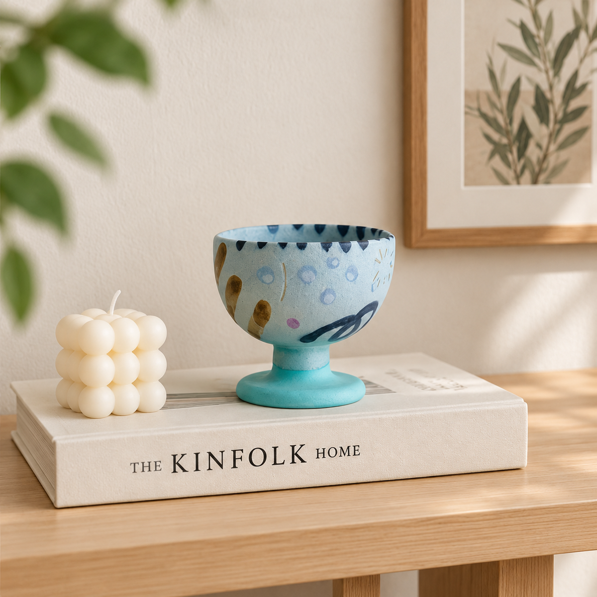 MCH Home | Handcrafted Ceramic Pedestal Bowl – Minimalist Dessert & Matcha Cup