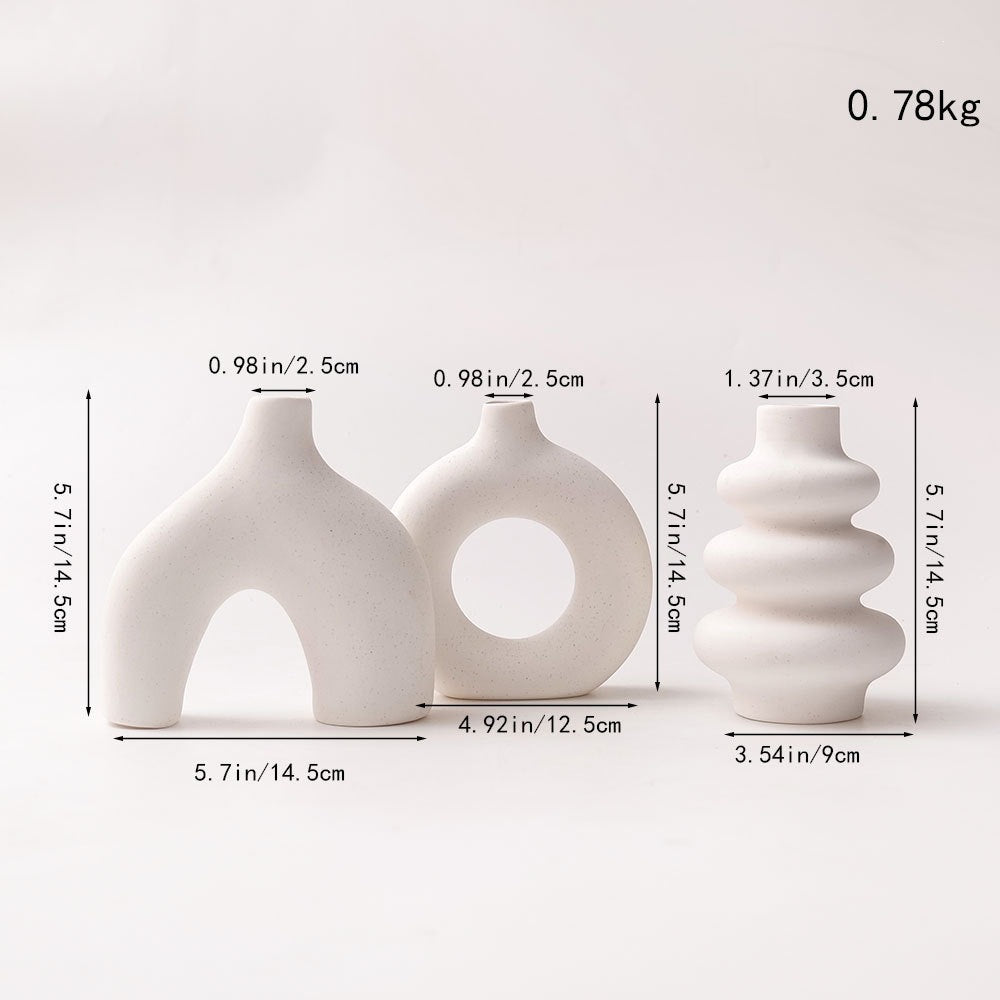 MCH Home | Modern Nordic Ceramic Vase Set – Minimalist Sculptural Table Decor