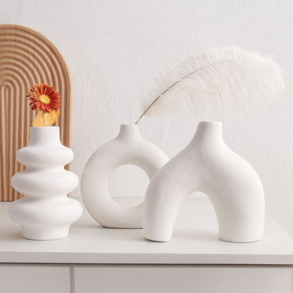 MCH Home | Modern Nordic Ceramic Vase Set – Minimalist Sculptural Table Decor