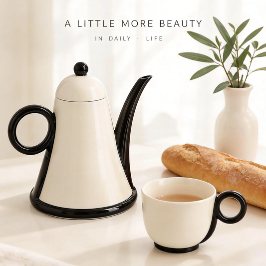 MCH Home | Modern Linear Ceramic Tea Set – Minimalist Teapot & Cup Collection